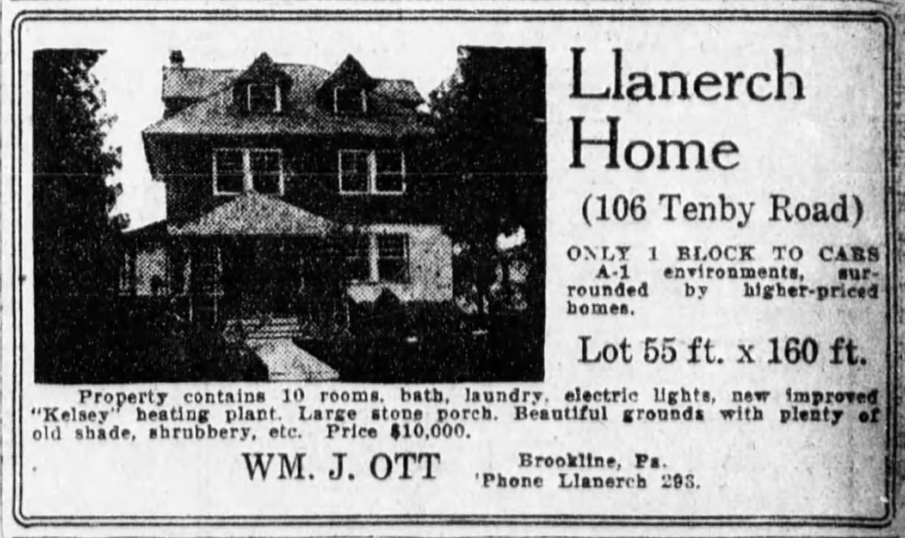 J. Elmer Watts Real Estate Advertisement